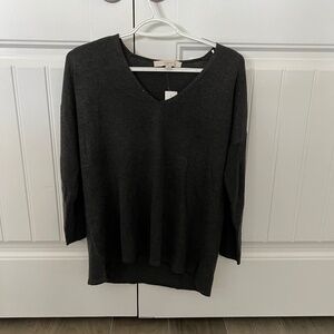 Loft gray v neck sweater